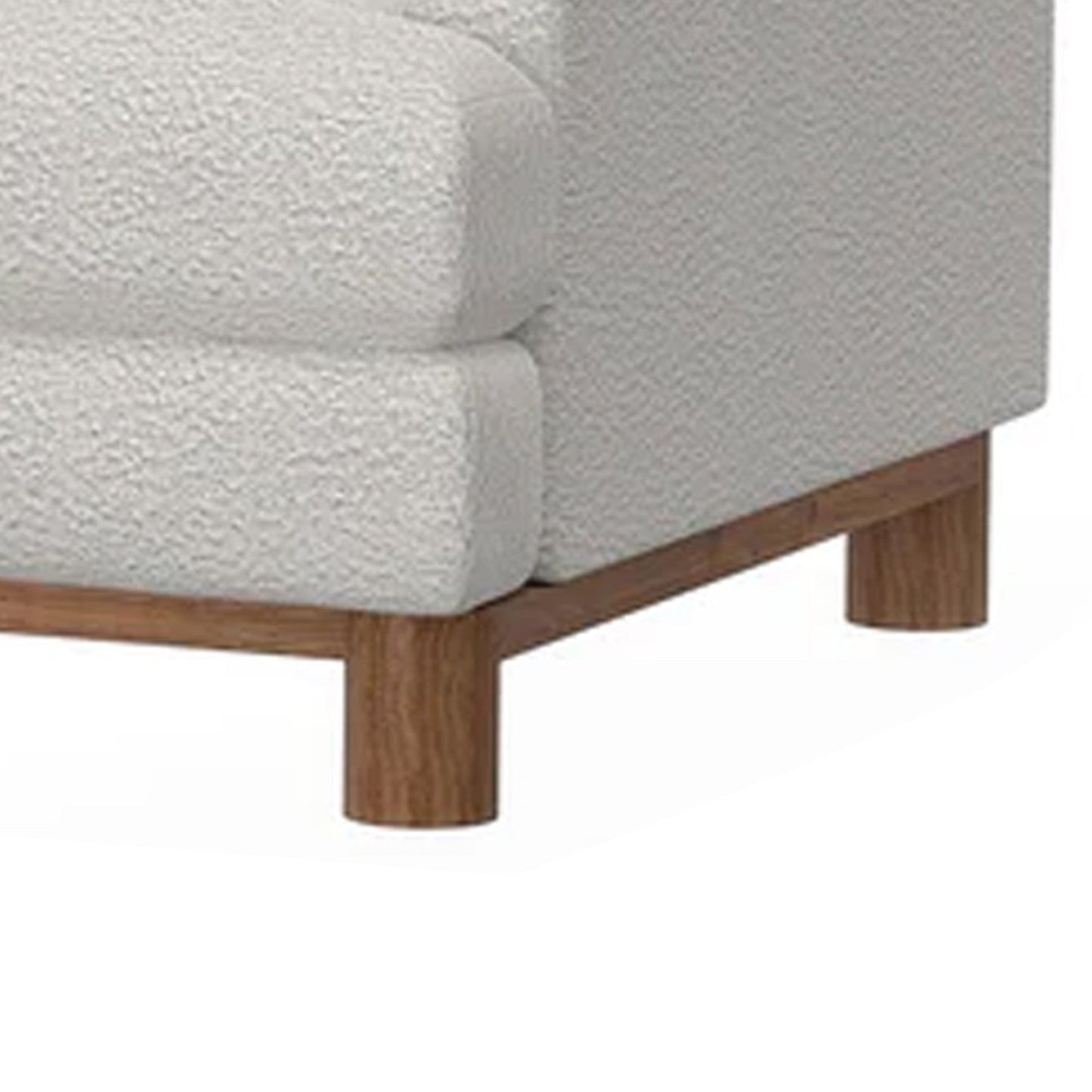 Olum Sofa, 2 Throw Pillows, Modern 85 Inch, Cream White Polyester