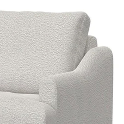 Olum Sofa, 2 Throw Pillows, Modern 85 Inch, Cream White Polyester