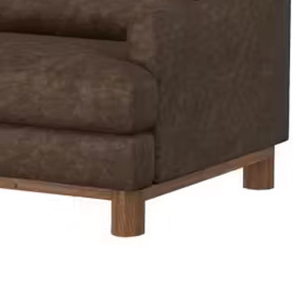 Olum Sofa, 2 Throw Pillows, Modern 85 Inch, Dark Brown Faux Leather