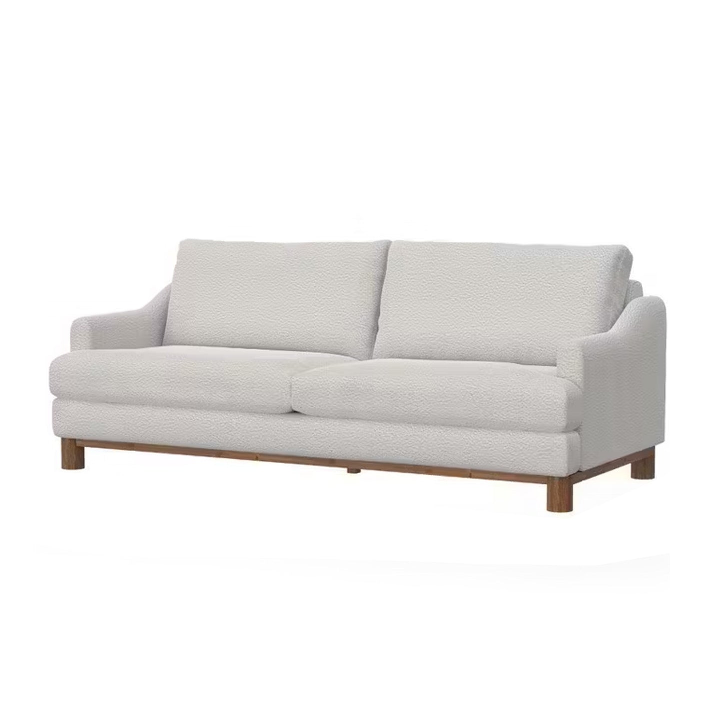 Olum Sofa, 2 Throw Pillows, Modern 85 Inch, Mink White Polyester