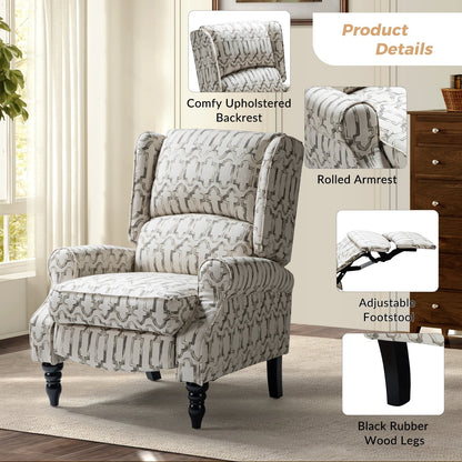 Olympus Upholstered Classic Manual Wingback Recliner with Solid Wood Legs Set of 2 by HULALA HOME