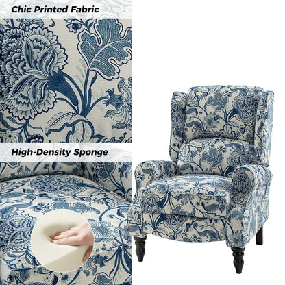 Olympus Upholstered Classic Manual Wingback Recliner with Solid Wood Legs Set of 2 by HULALA HOME
