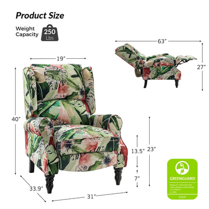 Olympus Upholstered Classic Manual Wingback Recliner with Solid Wood Legs by HULALA HOME