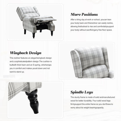 Olympus Upholstered Classic Manual Wingback Recliner with Solid Wood Legs by HULALA HOME
