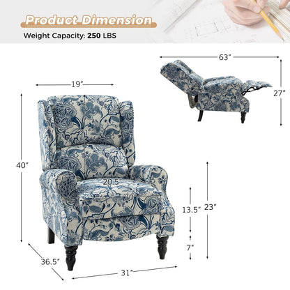 Olympus Upholstered Classic Manual Wingback Recliner with Solid Wood Legs by HULALA HOME