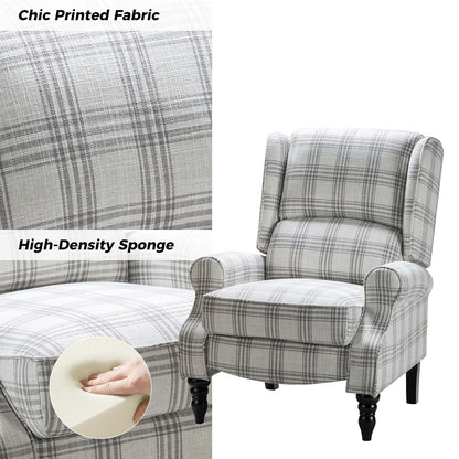 Olympus Upholstered Classic Manual Wingback Recliner with Solid Wood Legs by HULALA HOME