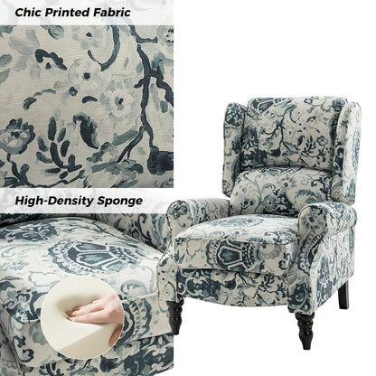 Olympus Upholstered Classic Manual Wingback Recliner with Solid Wood Legs by HULALA HOME
