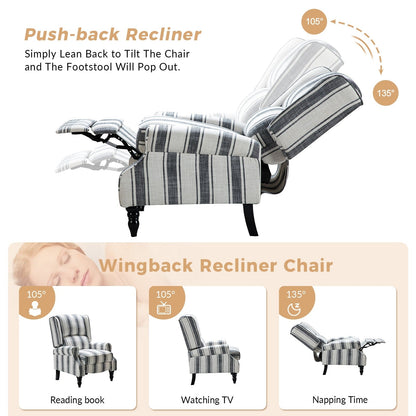 Olympus Upholstered Classic Manual Wingback Recliner with Solid Wood Legs by HULALA HOME