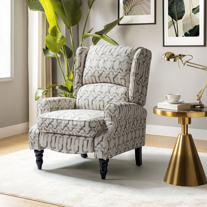 Olympus Upholstered Classic Manual Wingback Recliner with Solid Wood Legs by HULALA HOME