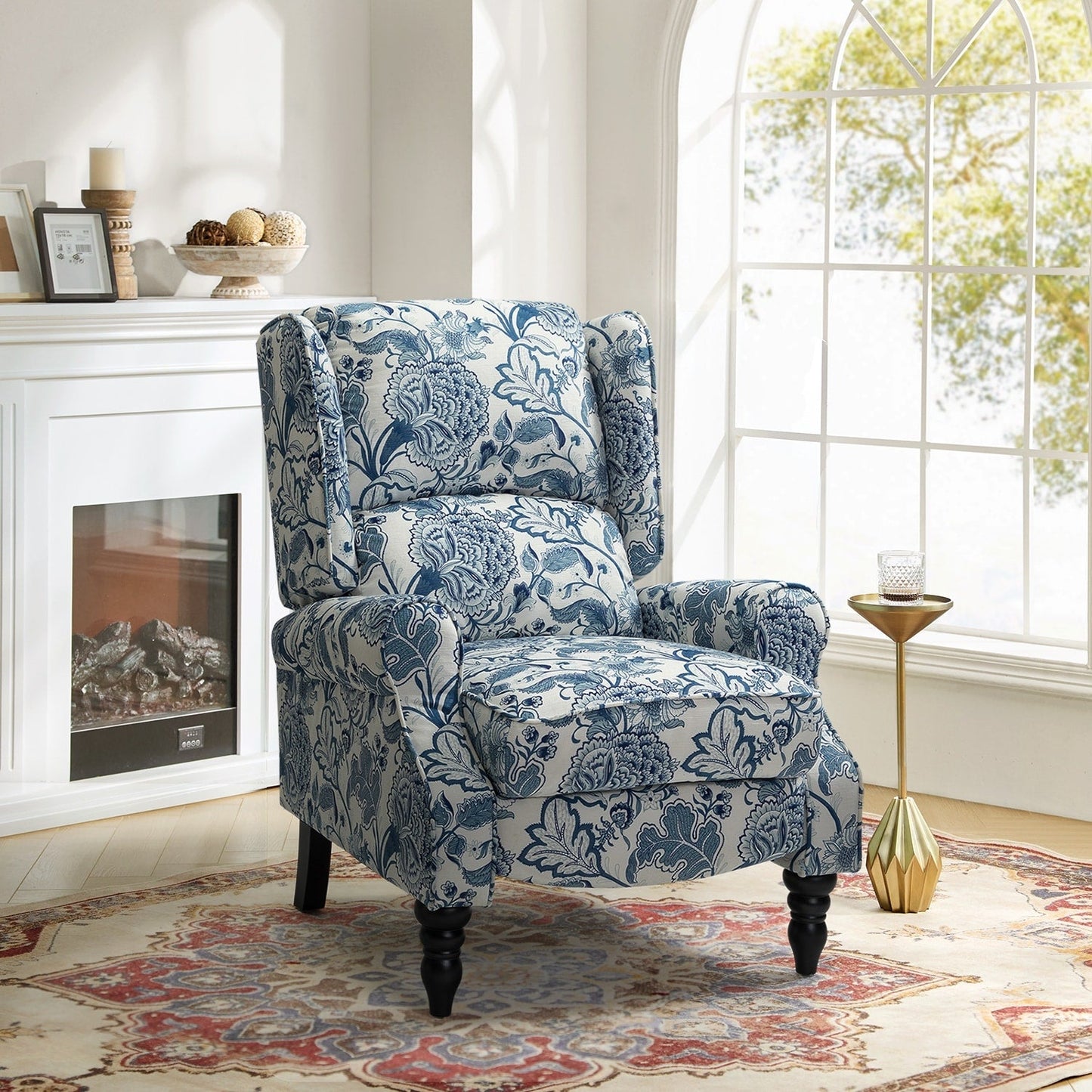 Olympus Upholstered Classic Manual Wingback Recliner with Solid Wood Legs by HULALA HOME
