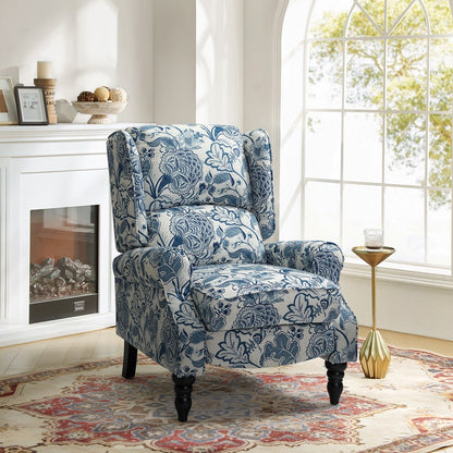 Olympus Upholstered Classic Manual Wingback Recliner with Solid Wood Legs by HULALA HOME