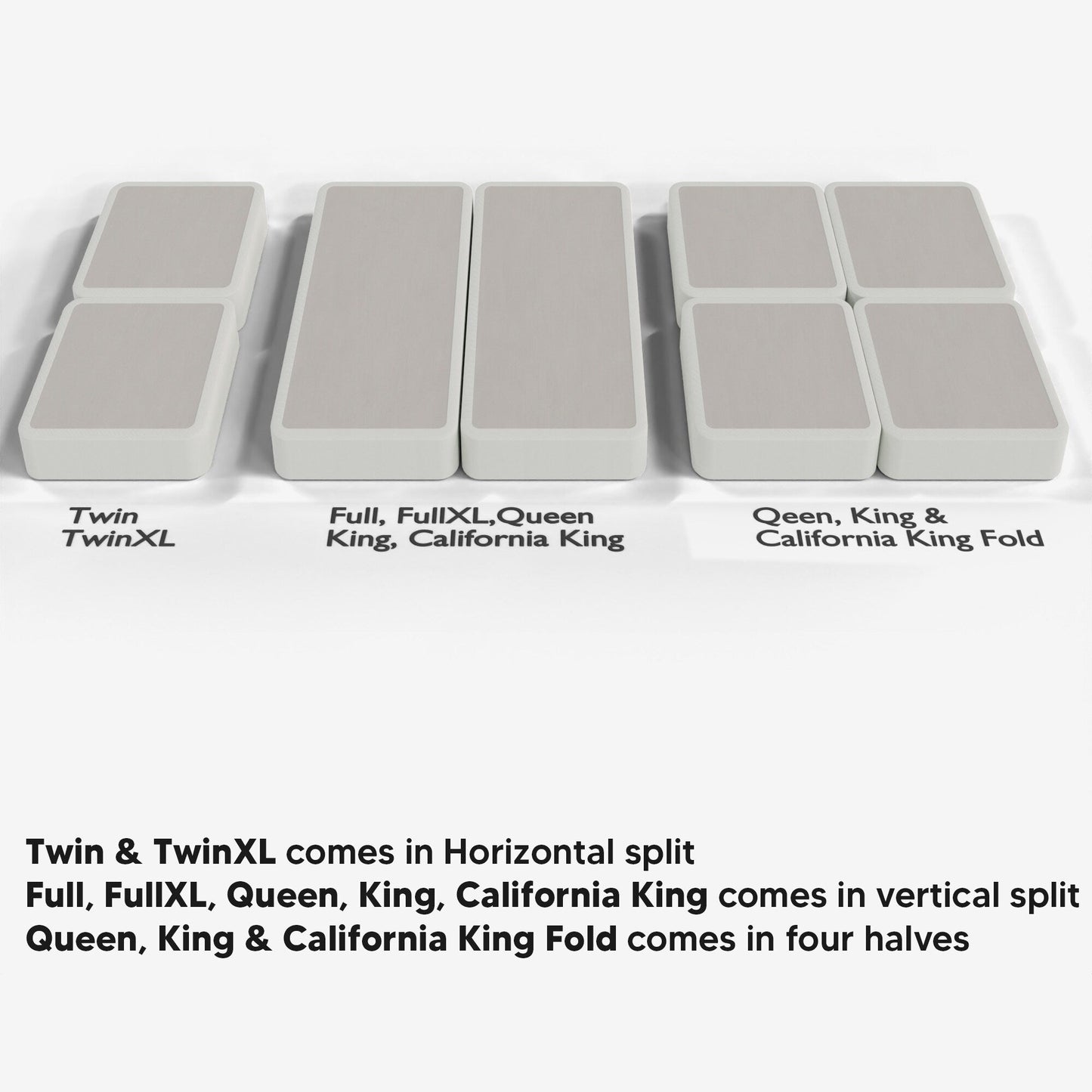Onetan 4-Inch Wooden Box Spring, Low Profile Split Bed Foundation Ideal for Mattress, No Assembly Needed, White & black.