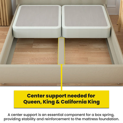 Onetan 4-Inch Wooden Box Spring, Low Profile Split Bed Foundation Ideal for Mattress, No Assembly Needed, White.