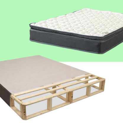 Onetan Mattress and Box Spring Set, 10-Inch Medium Pillow Top Hybrid Mattress and 5 Wood Simple Assembly Box Spring,