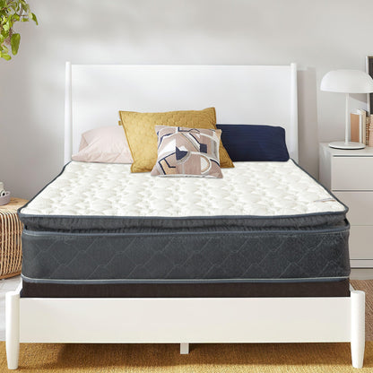 Onetan Mattress and Box Spring Set, 10-Inch Medium Pillow Top Hybrid Mattress and 5 Wood Simple Assembly Box Spring,