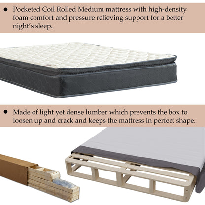 Onetan Mattress and Box Spring Set, 10-Inch Memory Foam Medium Pillow Top Hybrid Mattress and 5 Wood Simple Assembly Box Spring