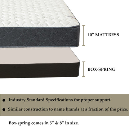 Onetan Mattress and Box Spring Set, 10-Inch Memory Foam Medium Tight Top Hybrid Mattress and 5 Wood Simple Assembly Box Spring