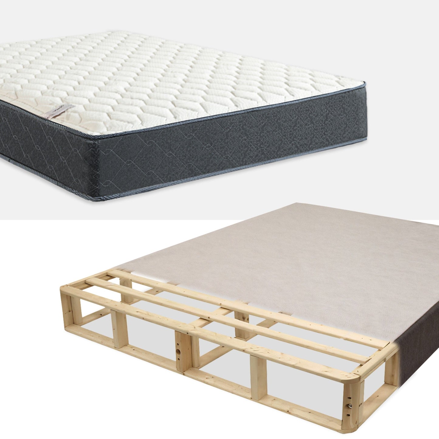 Onetan Mattress and Box Spring Set, 9-Inch Medium Tight Top Hybrid Mattress and 5 Wood Simple Assembly Box Spring