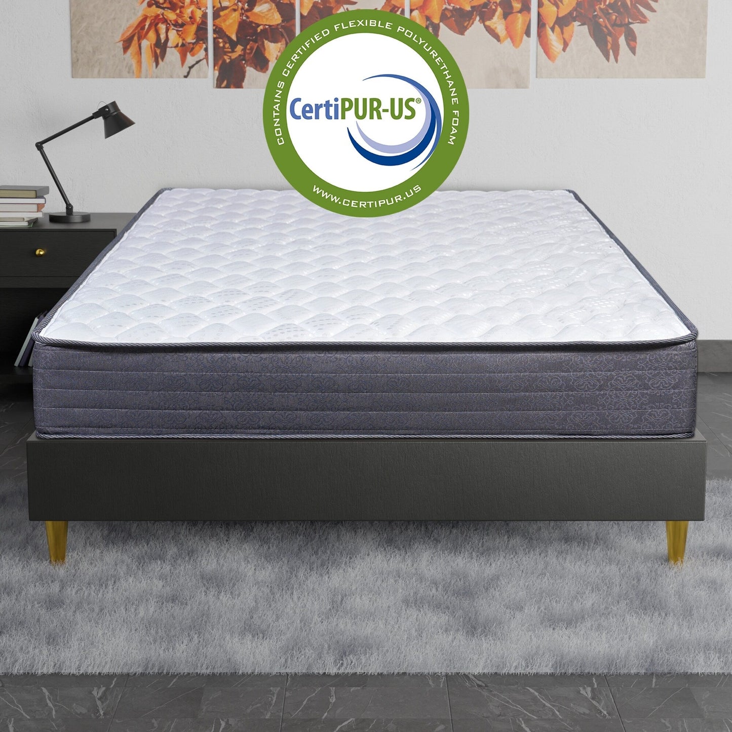 Onetan Mattress and Box Spring Set, 9-Inch Medium Tight Top Hybrid Mattress and 5 Wood Simple Assembly Box Spring