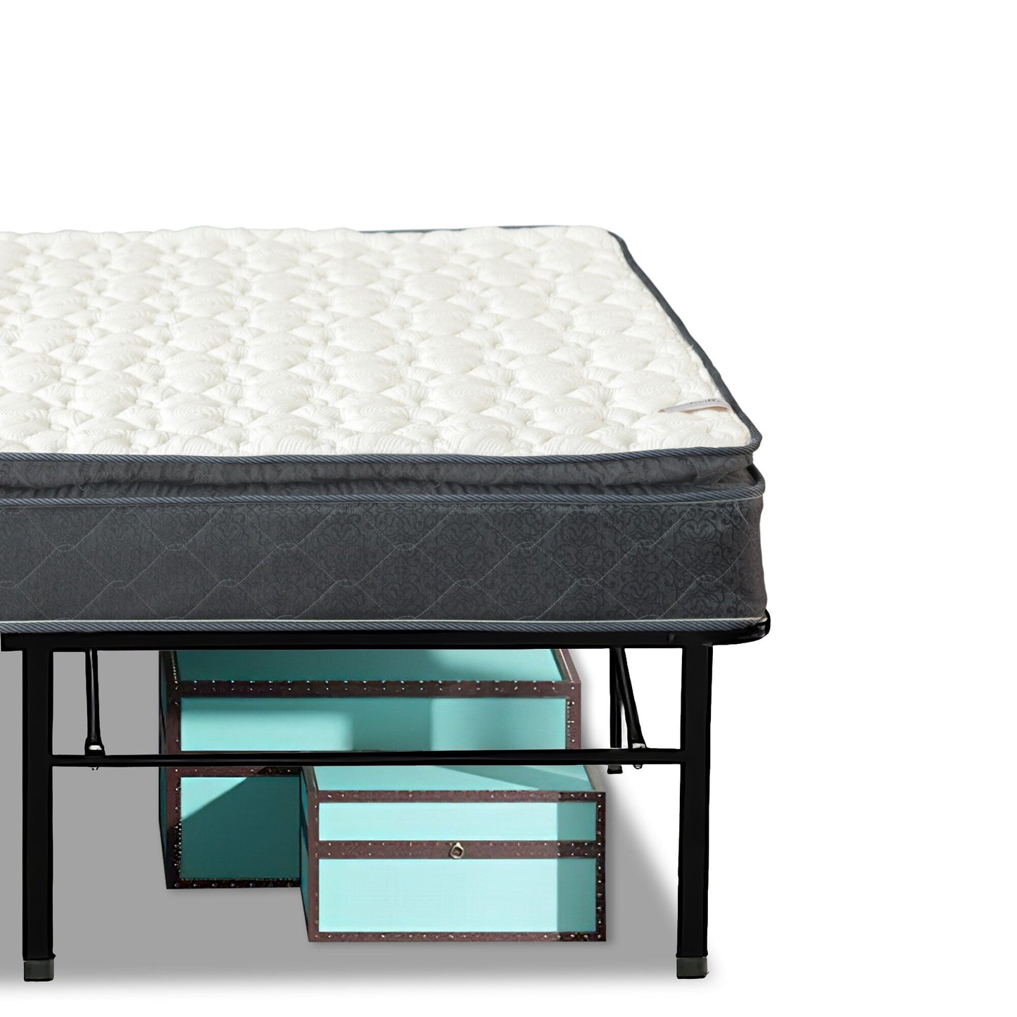 Onetan Mattress and Platform Bed Set, 10-Inch Medium Pillow Top Hybrid Mattress and 14 Metal Platform Bed