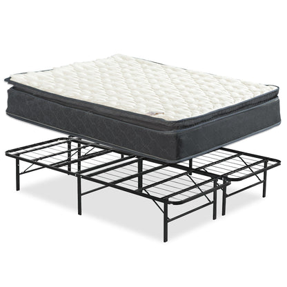 Onetan Mattress and Platform Bed Set, 10-Inch Medium Pillow Top Hybrid Mattress and 14 Metal Platform Bed