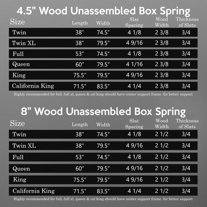 Onetan, 4.5-Inch & 8-inch Easy Wood Box Spring/Foundation With Simple Assembly,