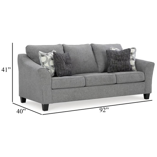 Onia Sofa with 4 Accent Pillows, Black, Smoke Gray Polyester 92 Inch