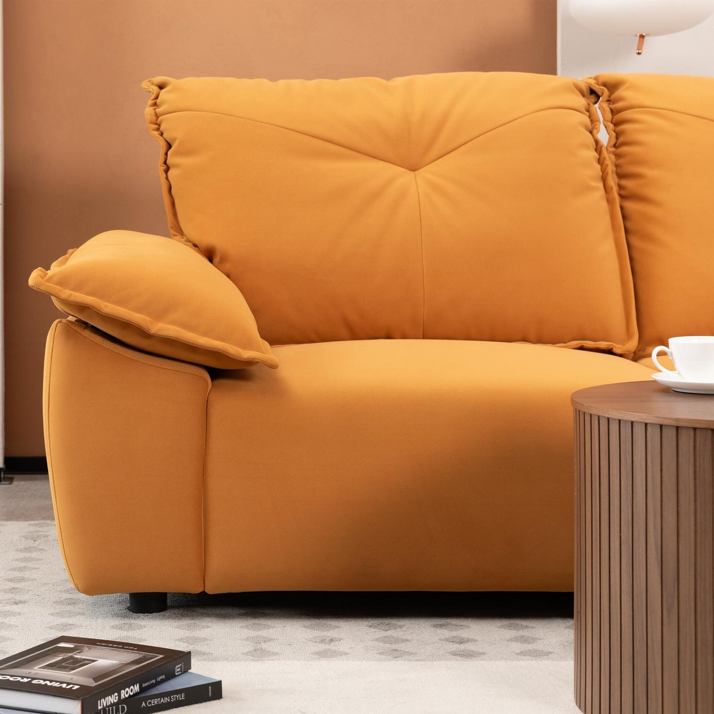 Orange 102.34 3-seater Sofa with Remove Pillowcase and Remove Backrest for Living Room