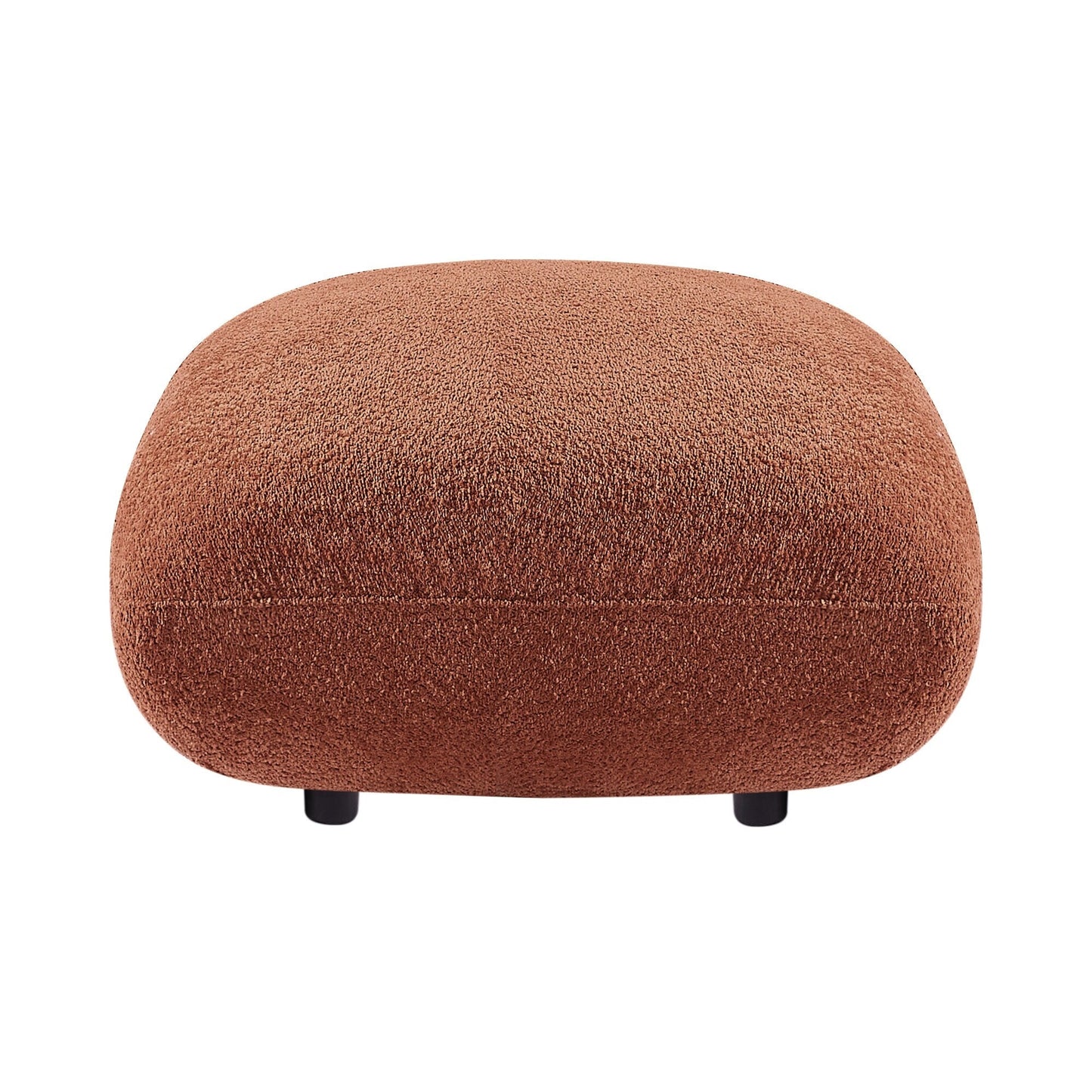 Orange 102.36'' Boucle Upholstered 3-Seater Sofa with Ottoman, 3 Pillows, Ergonomic Design & Thick Cushioning for Living Room