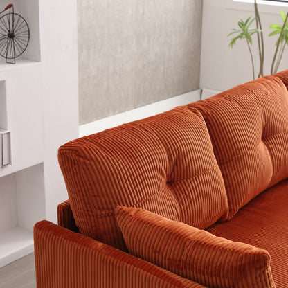 Orange 81.1'' L-Shaped Fabric Sofa with Reversible Chaise, Storage, Solid Wood Frame, and Foam Seating