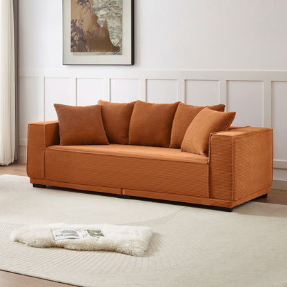 Orange 88.97'' Upholstered 3-Seater Sofa with Bottom Frame and 5 Toss Pillows