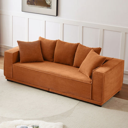 Orange 88.97'' Upholstered 3-Seater Sofa with Bottom Frame and 5 Toss Pillows