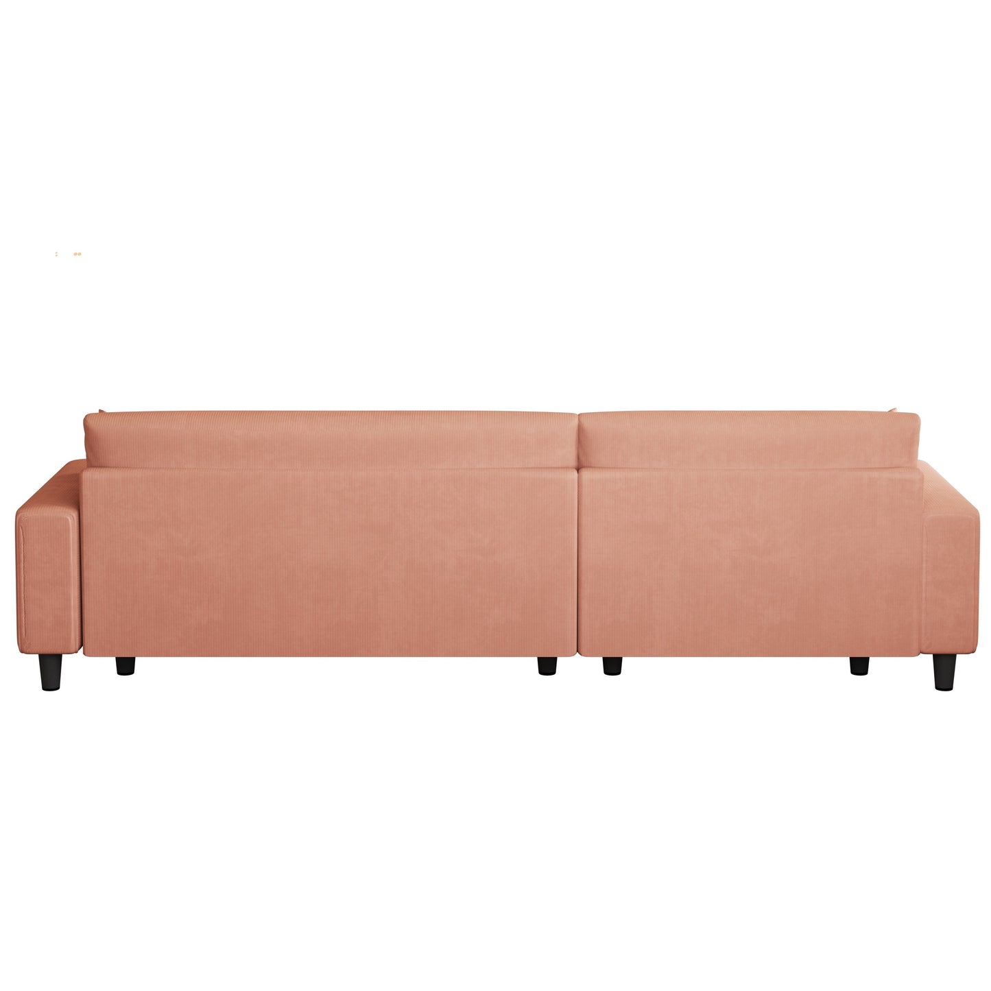 Orange 93'' Corduroy Convertible 3-Seater Sofa Bed with Adjustable Chaise, Two Pillows, and Storage - Space-Saving Design