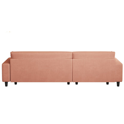 Orange 93'' Corduroy Convertible 3-Seater Sofa Bed with Adjustable Chaise, Two Pillows, and Storage - Space-Saving Design