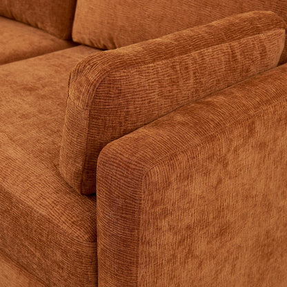 Orange Chenille Loveseat Sofa with Back Cushions and Pillows