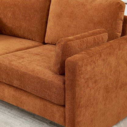Orange Chenille Loveseat Sofa with Back Cushions and Pillows