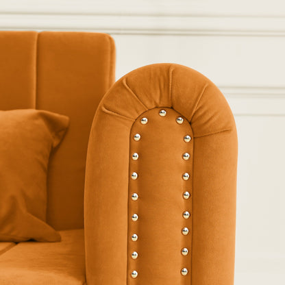 Orange Foam Pull-Out 3-seater Sleeper Sofa Bed with Drawers