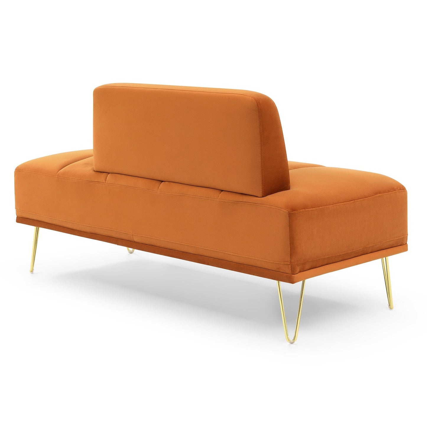 Orange Modern 56.3 Upholstered Loveseat End of Bed Bench with Gold Metal Legs for Bedroom