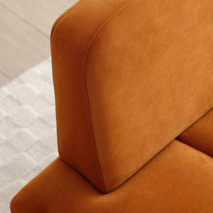 Orange Modern 56.3 Upholstered Loveseat End of Bed Bench with Gold Metal Legs for Bedroom
