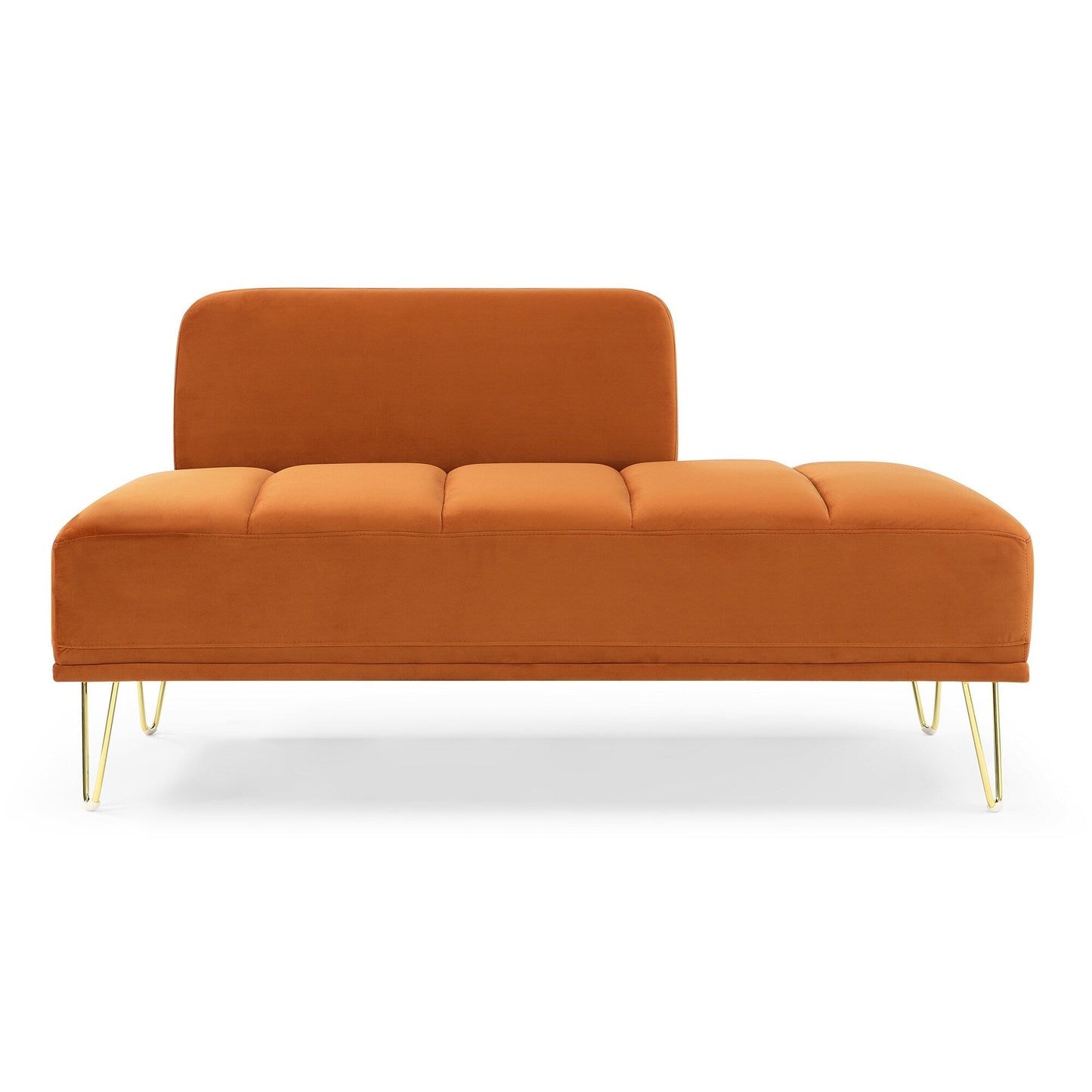 Orange Modern 56.3 Upholstered Loveseat End of Bed Bench with Gold Metal Legs for Bedroom