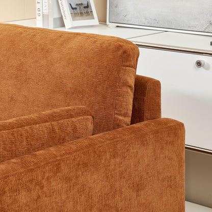 Orange Modern 58.66 Chenille Loveseat Sofa with Back Cushions and Pillows for Living Room