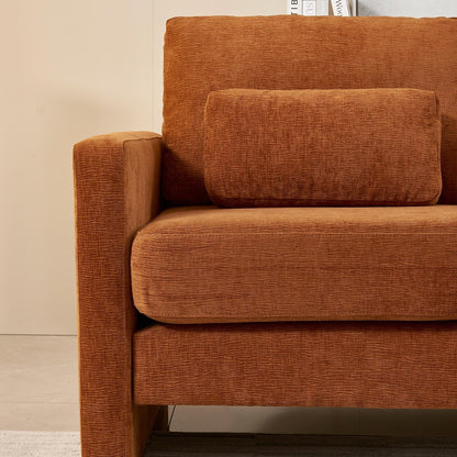 Orange Modern 58.66 Chenille Loveseat Sofa with Back Cushions and Pillows for Living Room
