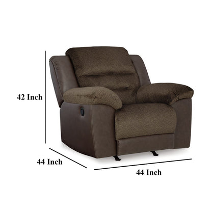 Orman Manual Rocker Recliner Chair, Matte Chocolate Brown Faux Leather