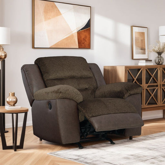 Orman Manual Rocker Recliner Chair, Matte Chocolate Brown Faux Leather