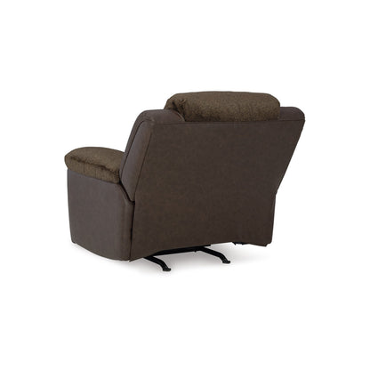 Orman Manual Rocker Recliner Chair, Matte Chocolate Brown Faux Leather