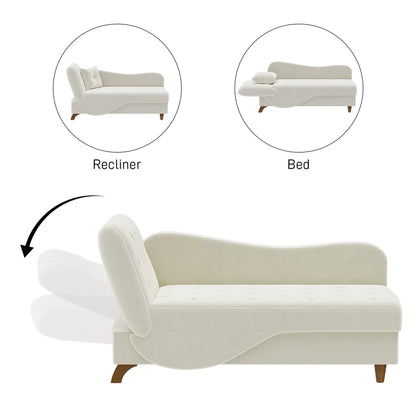 Ouyessir Upholstered Storage Chaise Lounge Chair with Left Armrest & Lumbar Pillow