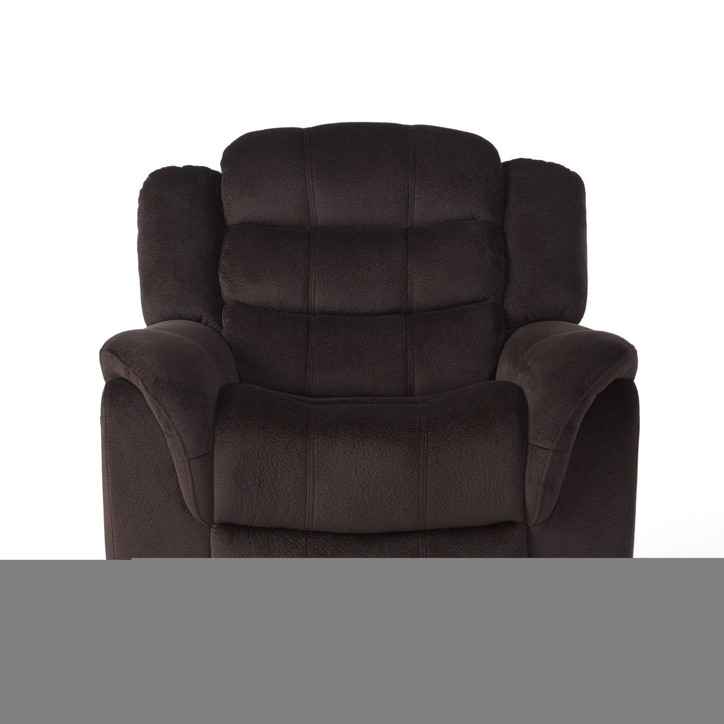 Oversized Brown Plush Fabric Glider Recliner Chair