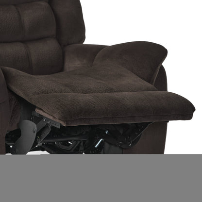 Oversized Brown Plush Fabric Glider Recliner Chair