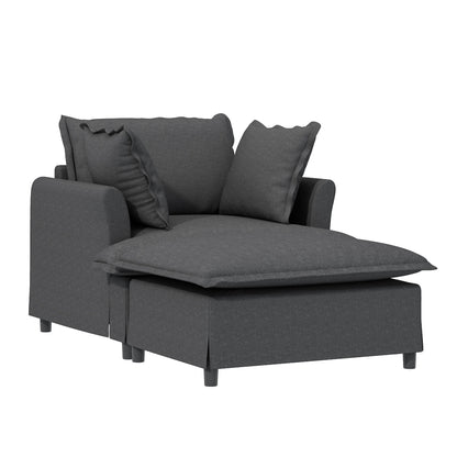 Oversized Chaise Lounge Chenille Single Sofa Bed Lazy Sleeper Armchair with Movable Ottoman for Living Room Bedroom