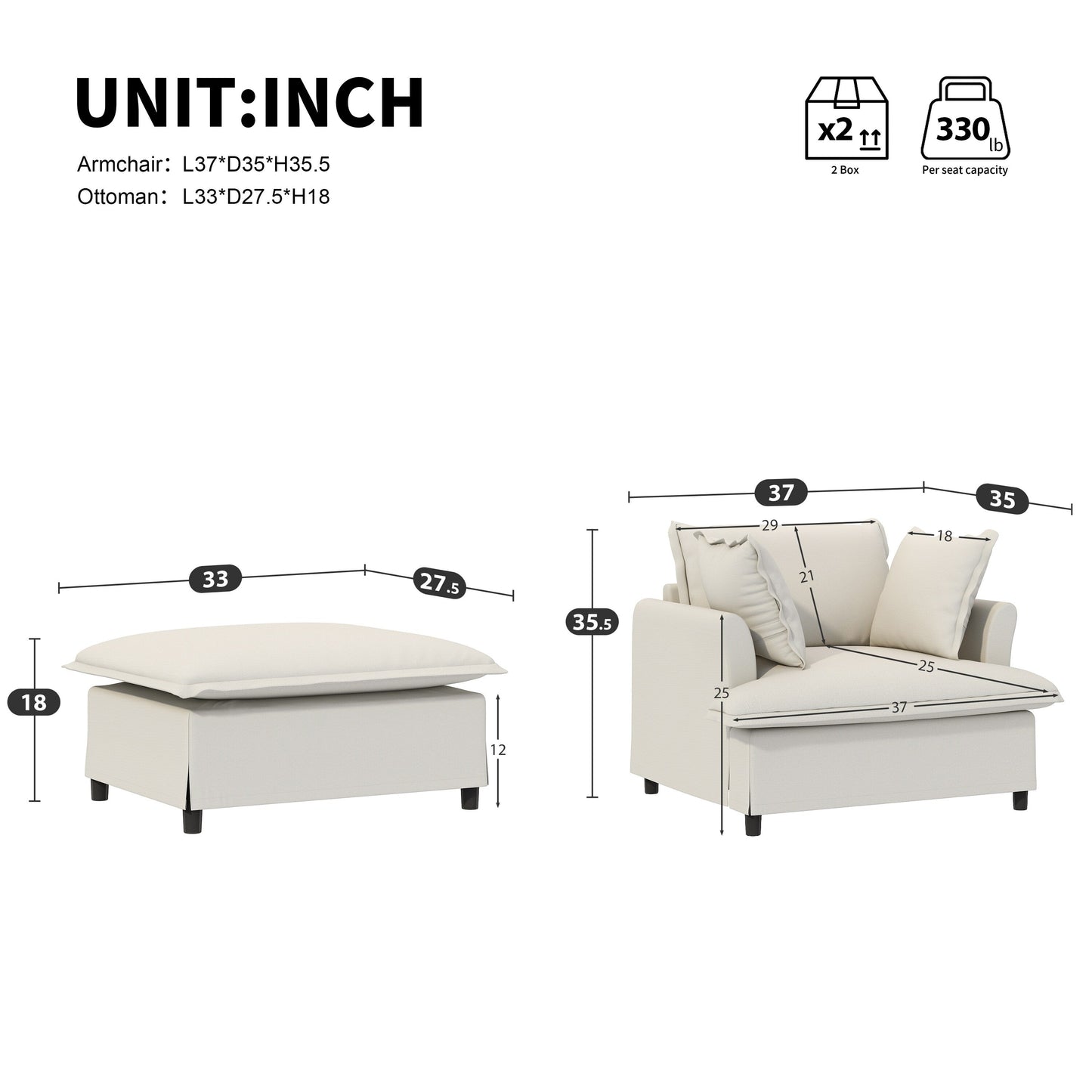 Oversized Chaise Lounge Chenille Single Sofa Bed Lazy Sleeper Armchair with Movable Ottoman for Living Room Bedroom